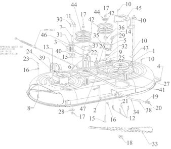 Deck Diagram and Parts List for 13AM77SSA00 2023 Yard Machines Lawn Tractor